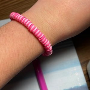 Simple, dark, pink and light pink clay bead bracelet